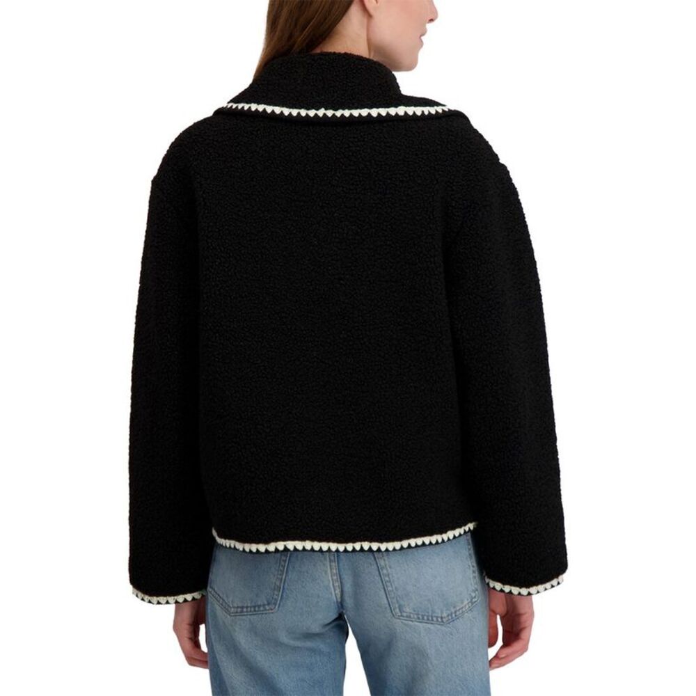 Laundry By Shelli Segal Womens Boxy Blanket Coat, Black - Picture 2 of 4